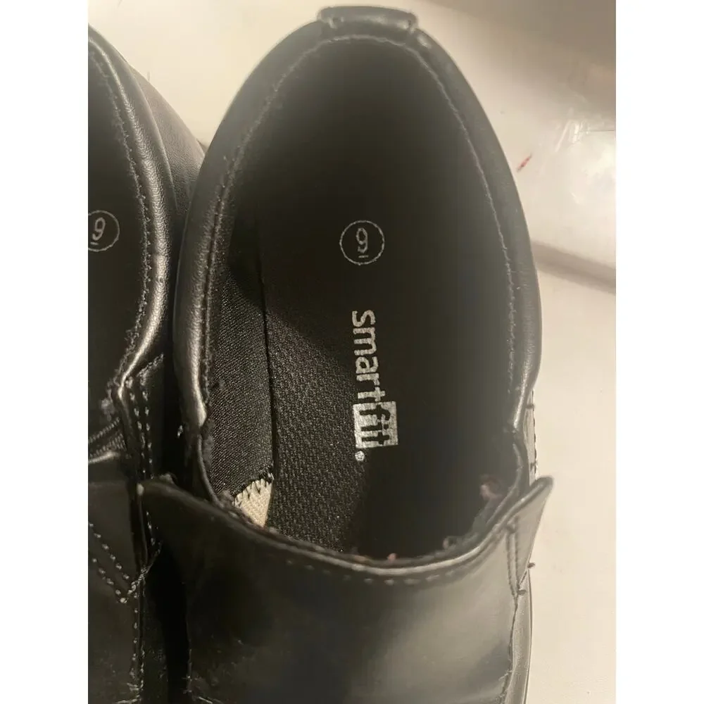 Smart Fit black slip on dress shoes toddler boys size 9 - fair condition